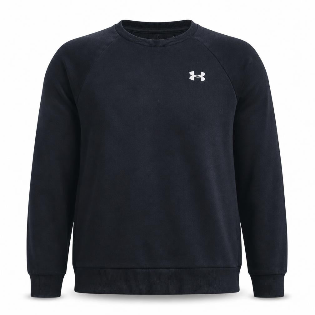 Front view of Under Armour Men's Black Small Crew Neck Pullover Sweatshirt