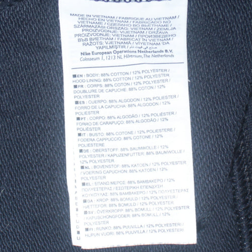 Nike Women's Black Full Zip Hoodie Size S Cotton Blend Logo