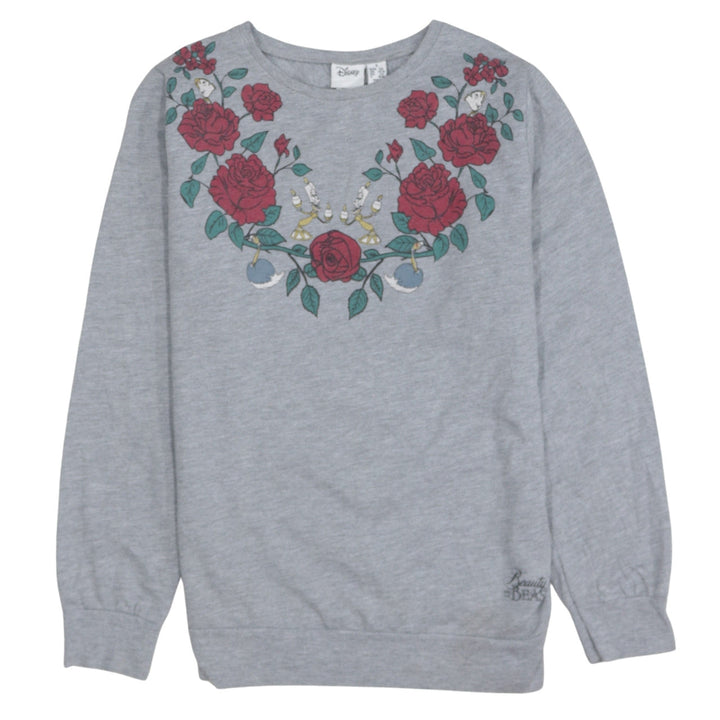 Disney Women’s Grey Beauty and the Beast Floral Sweatshirt Small