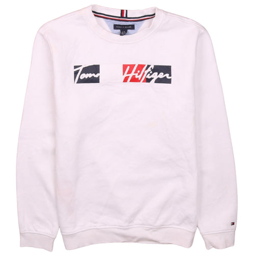 Tommy Hilfiger Boys White Logo Pullover Sweatshirt 12-14 Years