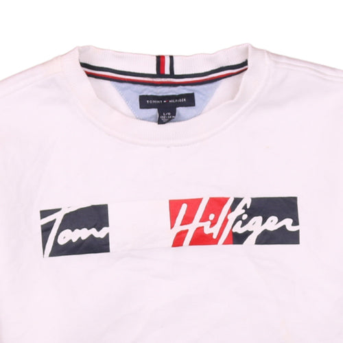 Tommy Hilfiger Boys White Logo Pullover Sweatshirt 12-14 Years