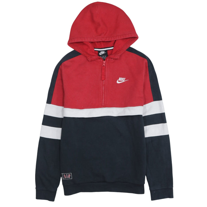 Nike Boys Red Navy Colourblock 1/4 Zip Hoodie XL 13-15 Years Cotton Blend