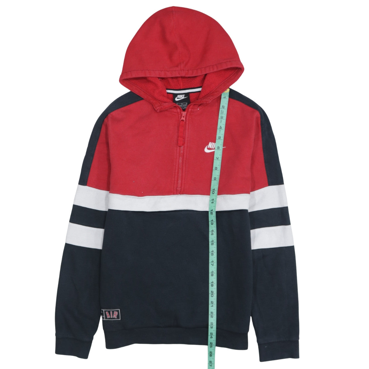 Nike Boys Red Navy Colourblock 1/4 Zip Hoodie XL 13-15 Years Cotton Blend