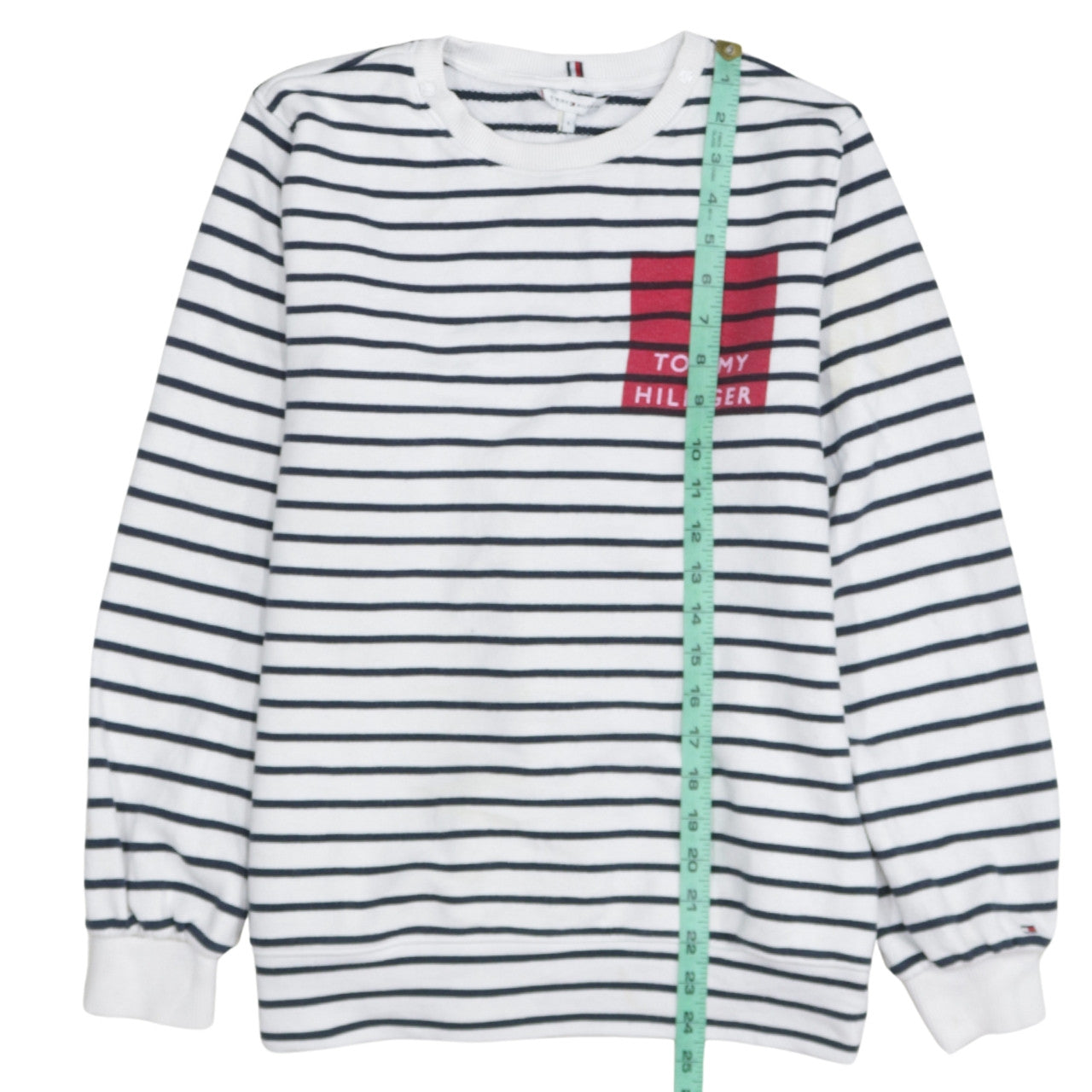 Tommy Hilfiger Women’s White Striped Pullover Sweatshirt Small