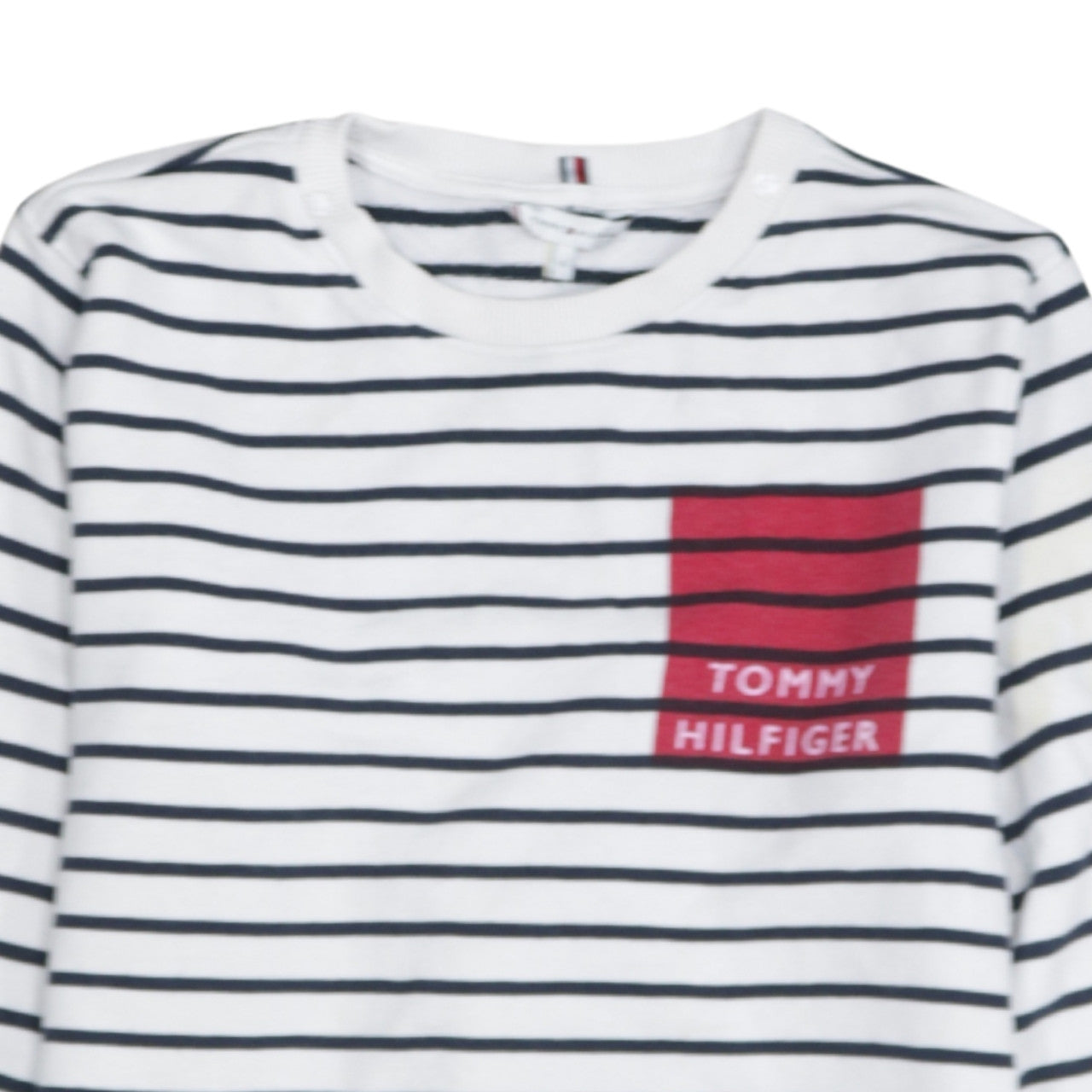 Tommy Hilfiger Women’s White Striped Pullover Sweatshirt Small