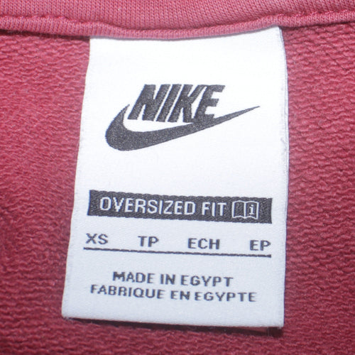 Nike Women Maroon 1/4 Zip Oversized Sweatshirt XS Cotton Blend