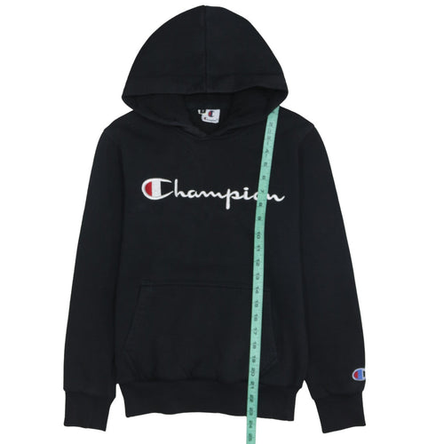 Champion Men's Black Small Pullover Hoodie Embroidered Logo Fleece