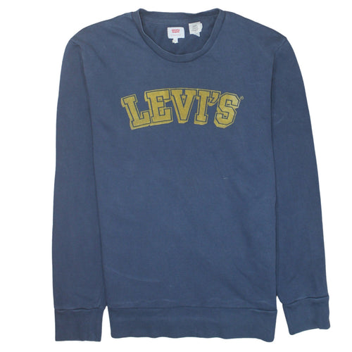 Levi's Men's Blue Crew Neck Graphic Logo Pullover Sweatshirt L