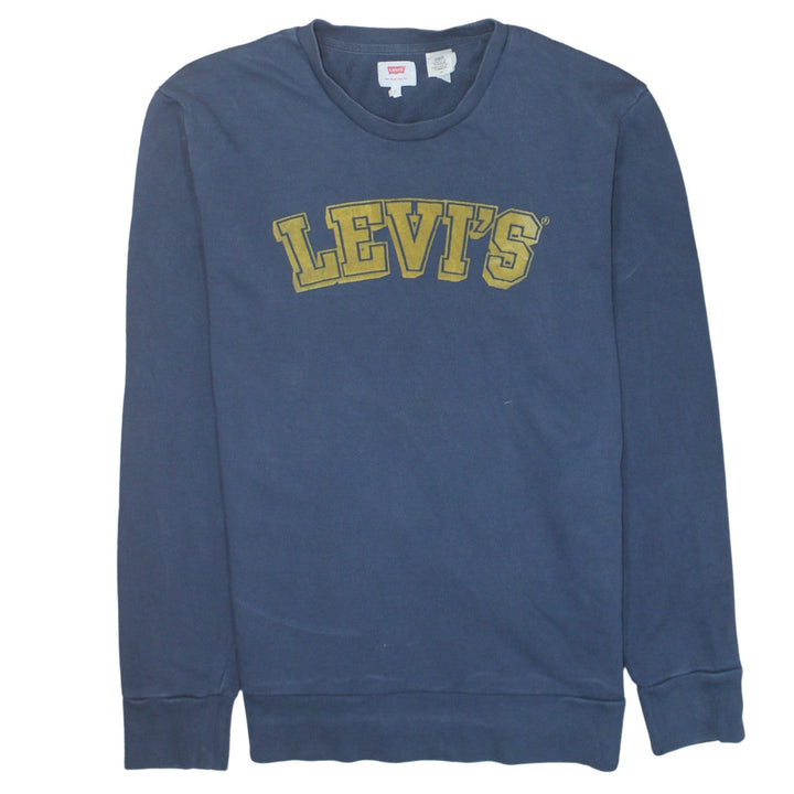Levi's Men's Blue Crew Neck Graphic Logo Pullover Sweatshirt L