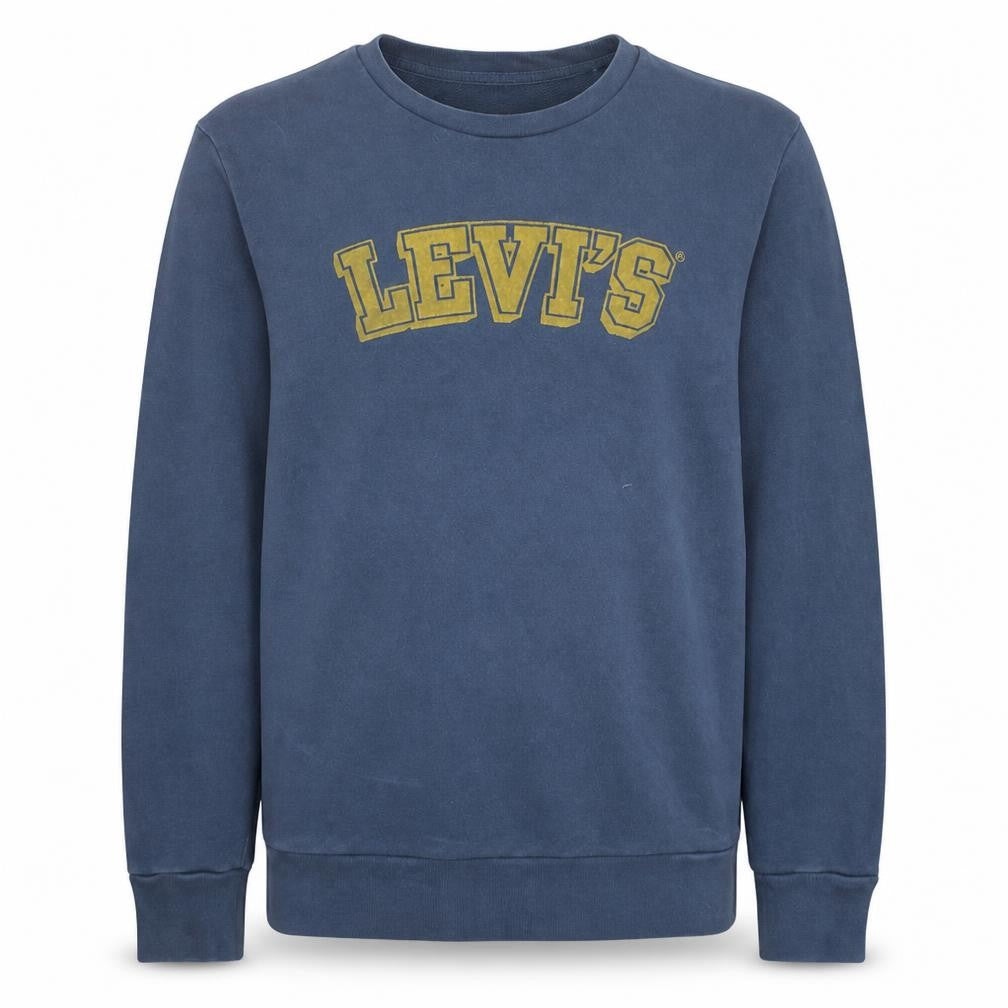 Front view of Levi's Men's Blue Crew Neck Graphic Logo Pullover Sweatshirt L