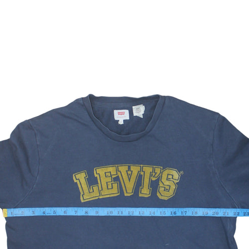 Levi's Men's Blue Crew Neck Graphic Logo Pullover Sweatshirt L