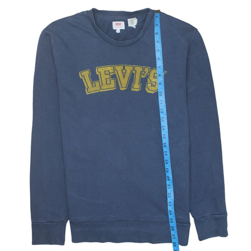 Levi's Men's Blue Crew Neck Graphic Logo Pullover Sweatshirt L