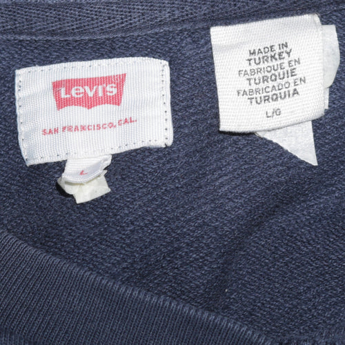 Levi's Men's Blue Crew Neck Graphic Logo Pullover Sweatshirt L
