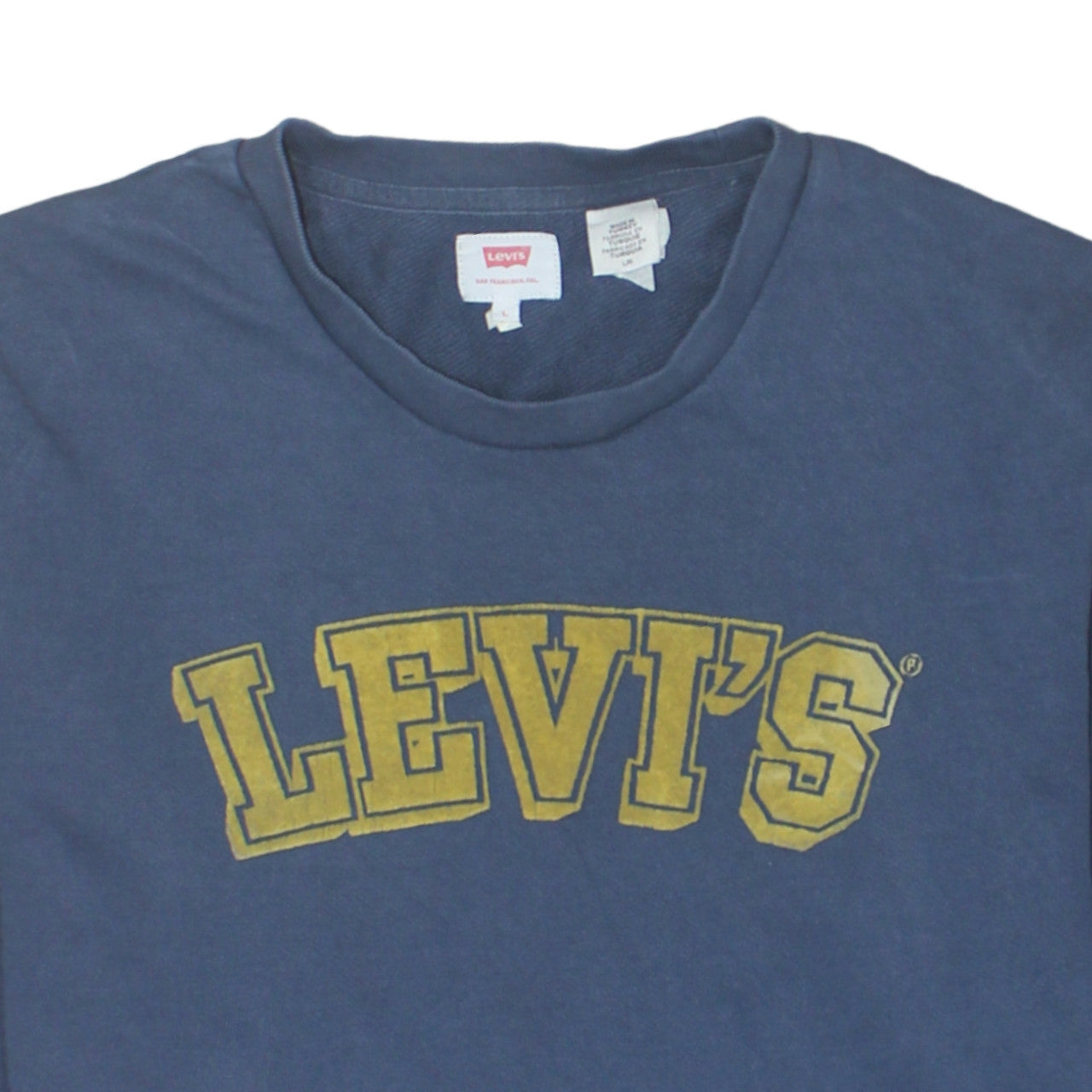 Levi's Men's Blue Crew Neck Graphic Logo Pullover Sweatshirt L
