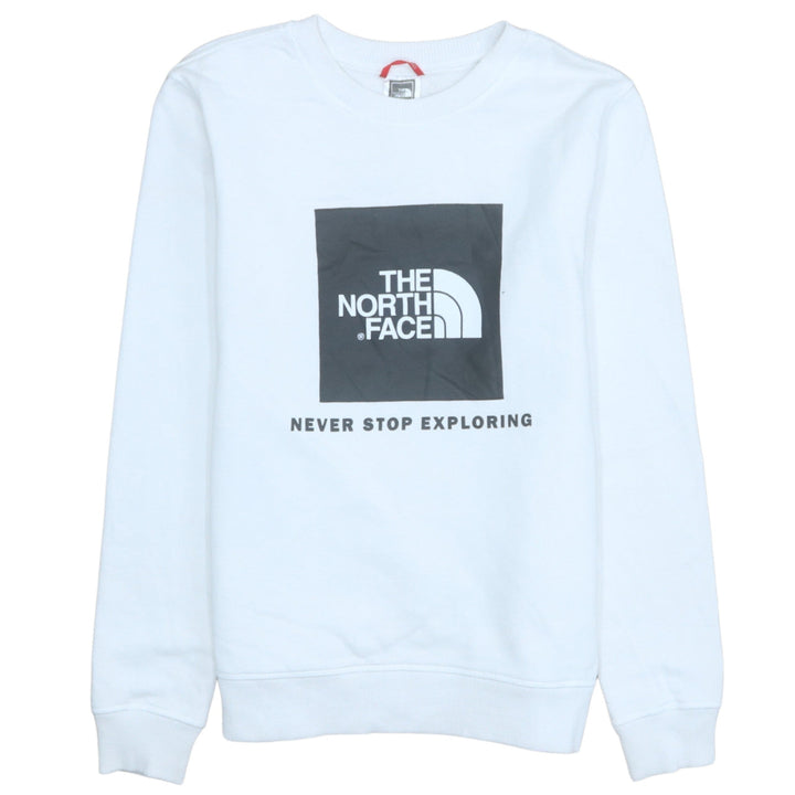 The North Face Boys White Pullover Sweatshirt L Graphic Print Crew Neck