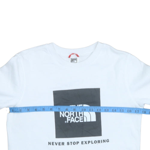 The North Face Boys White Pullover Sweatshirt L Graphic Print Crew Neck