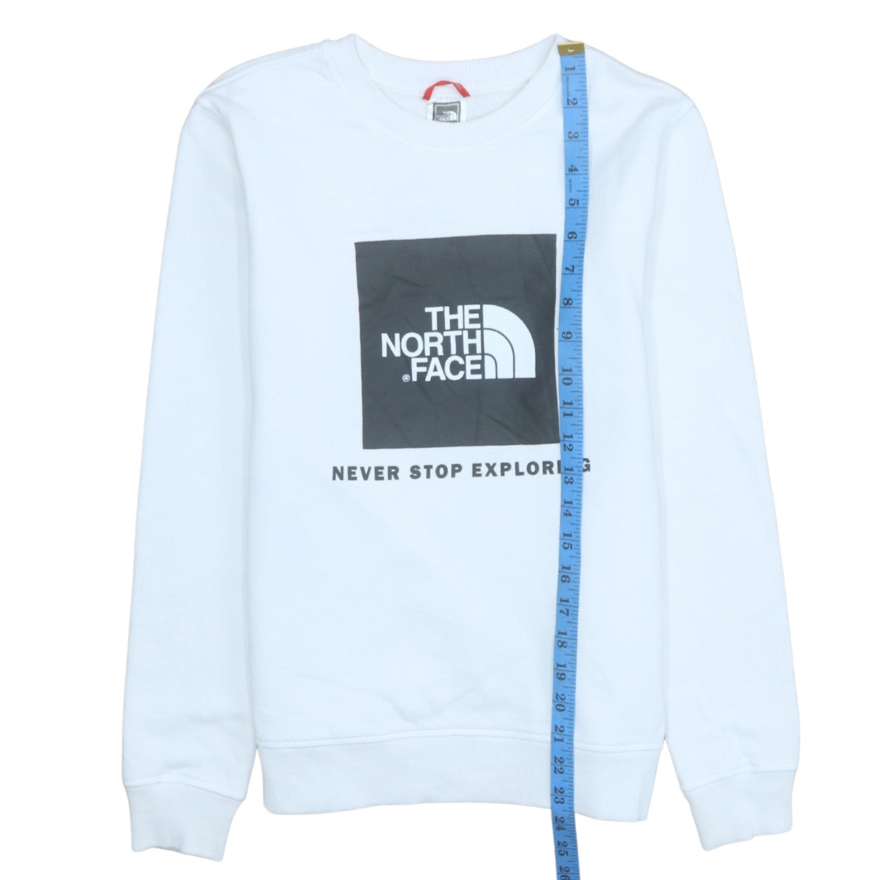 The North Face Boys White Pullover Sweatshirt L Graphic Print Crew Neck