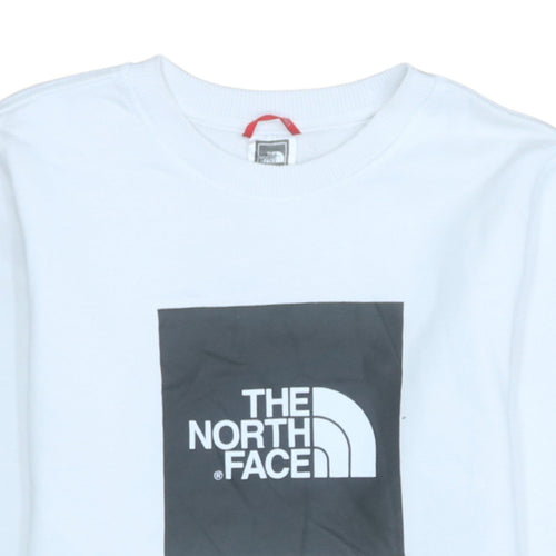 The North Face Boys White Pullover Sweatshirt L Graphic Print Crew Neck