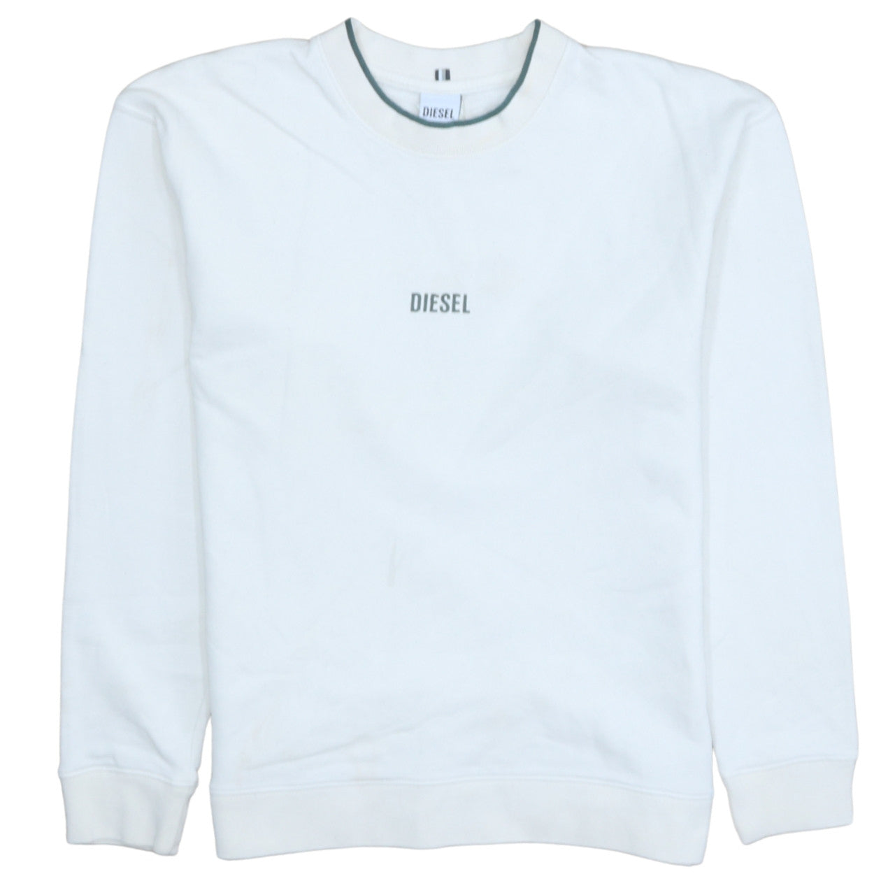Diesel Mens White Cotton Crew Neck Pullover Sweatshirt Size S