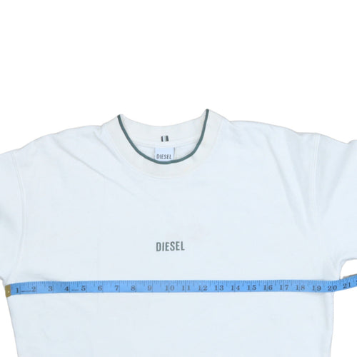Diesel Mens White Cotton Crew Neck Pullover Sweatshirt Size S