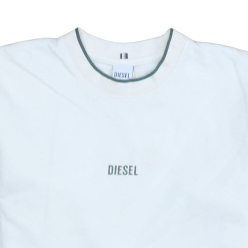 Diesel Mens White Cotton Crew Neck Pullover Sweatshirt Size S
