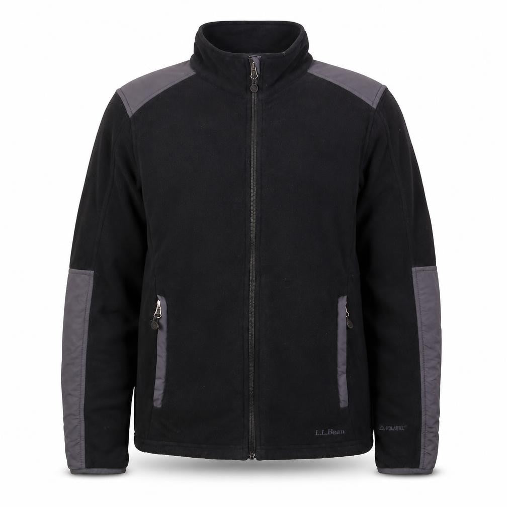 Front view of L.L. Bean Men's Black S Fleece Outdoor Full Zip Jacket