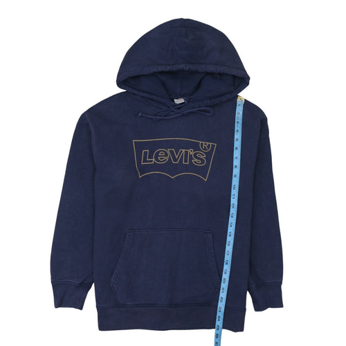 Levi's Men's Blue Pullover Hoodie L Logo Graphic Cotton Fleece
