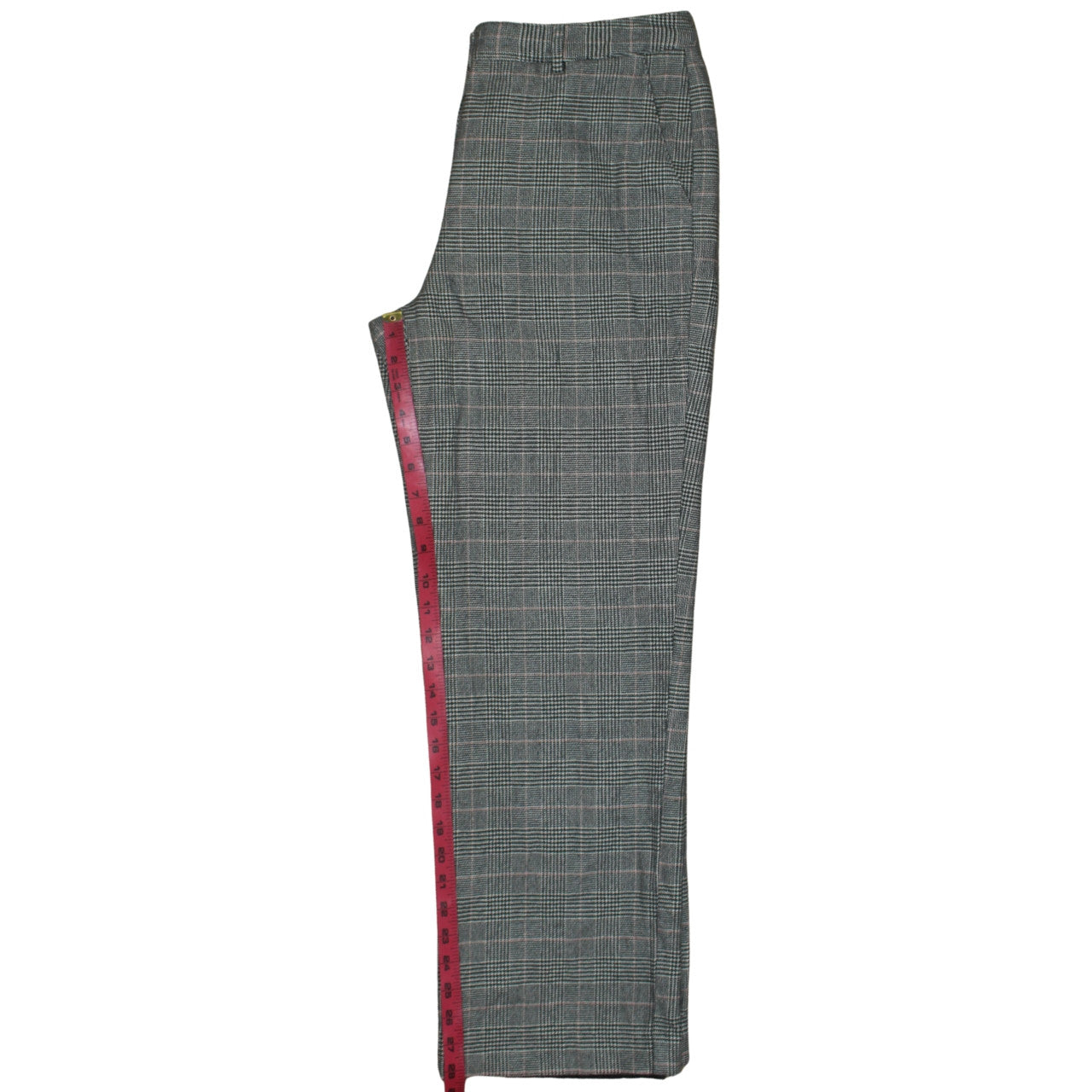 L.L. Bean Women's Grey Checked Classic Fit Cotton Trousers Size 12