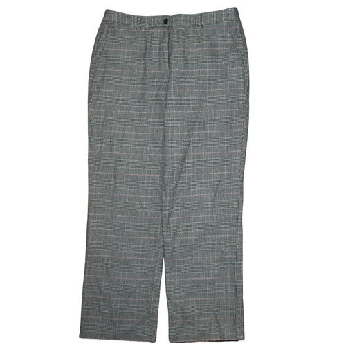 L.L. Bean Women's Grey Checked Classic Fit Cotton Trousers Size 12