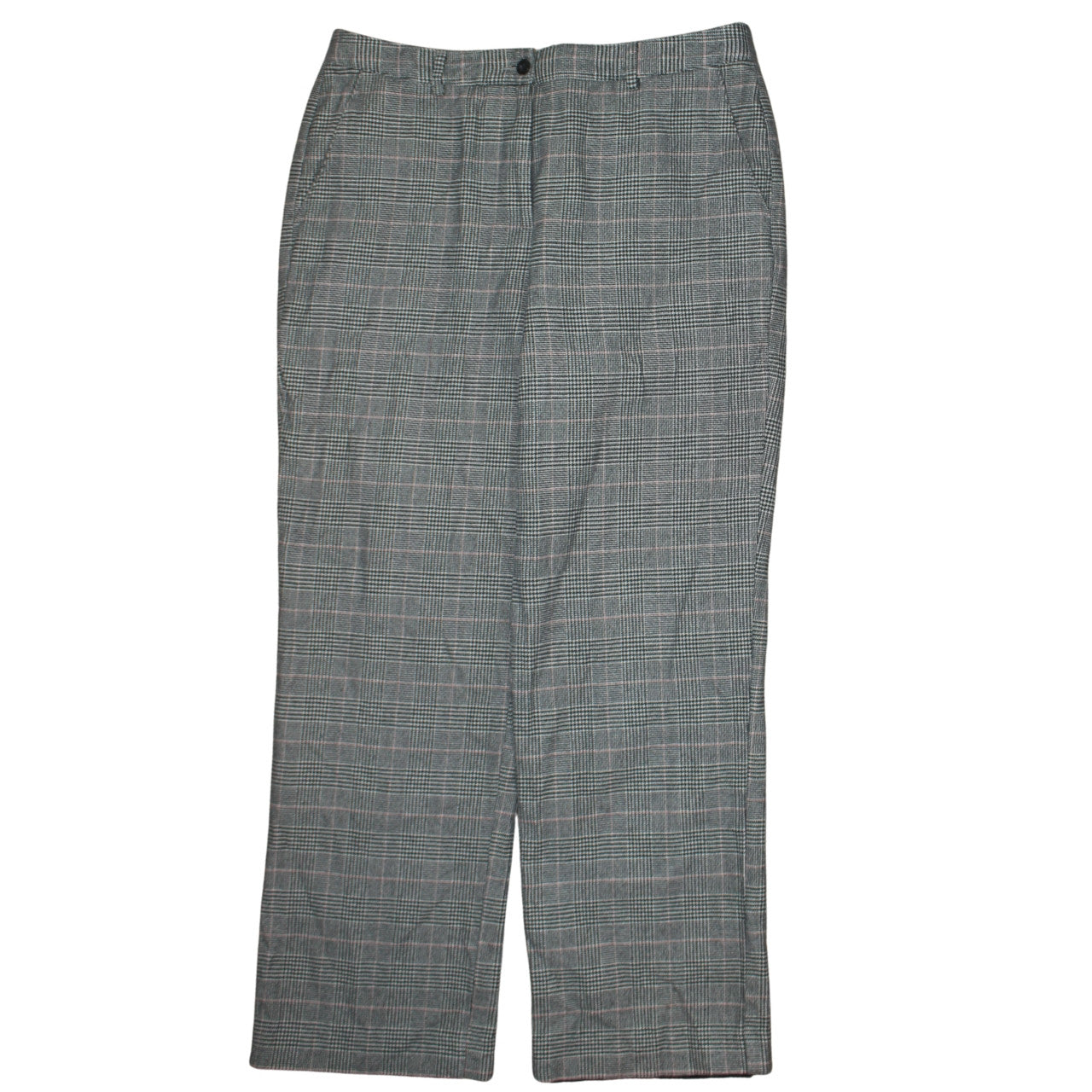 L.L. Bean Women's Grey Checked Classic Fit Cotton Trousers Size 12