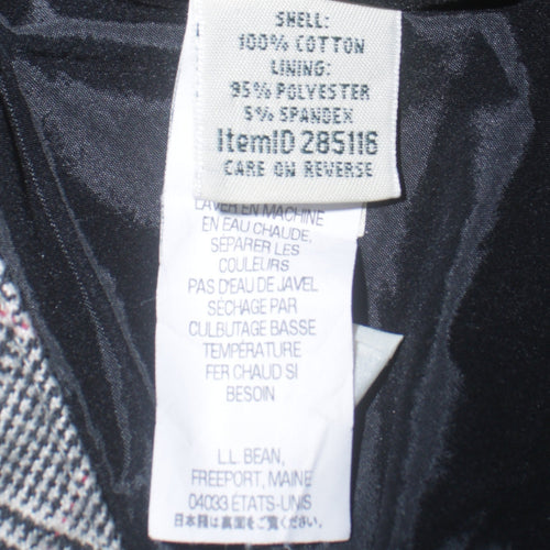 L.L. Bean Women's Grey Checked Classic Fit Cotton Trousers Size 12