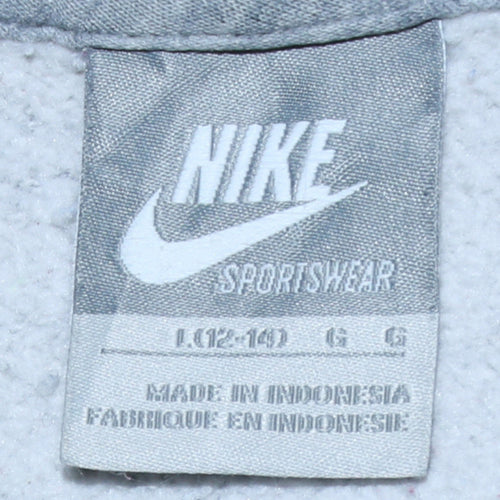 Nike Womens Grey Full Zip Hoodie Size L (12-14) Sportswear