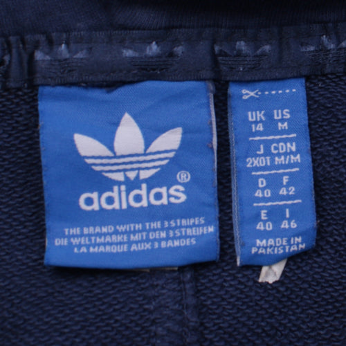 Adidas Women’s Blue Full Zip Hoodie Size 14 Logo Print Casual