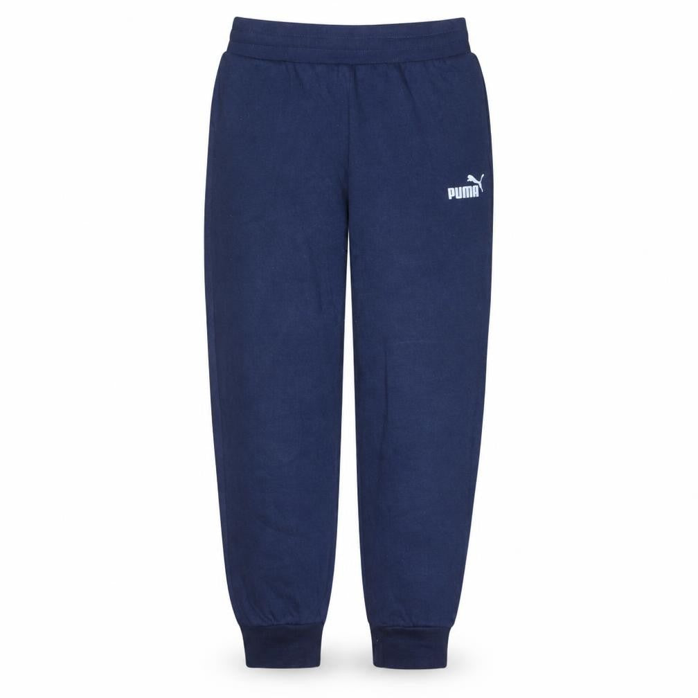 Front view of Puma Men's Blue Cotton Blend Sweatpants, size S, Regular Fit