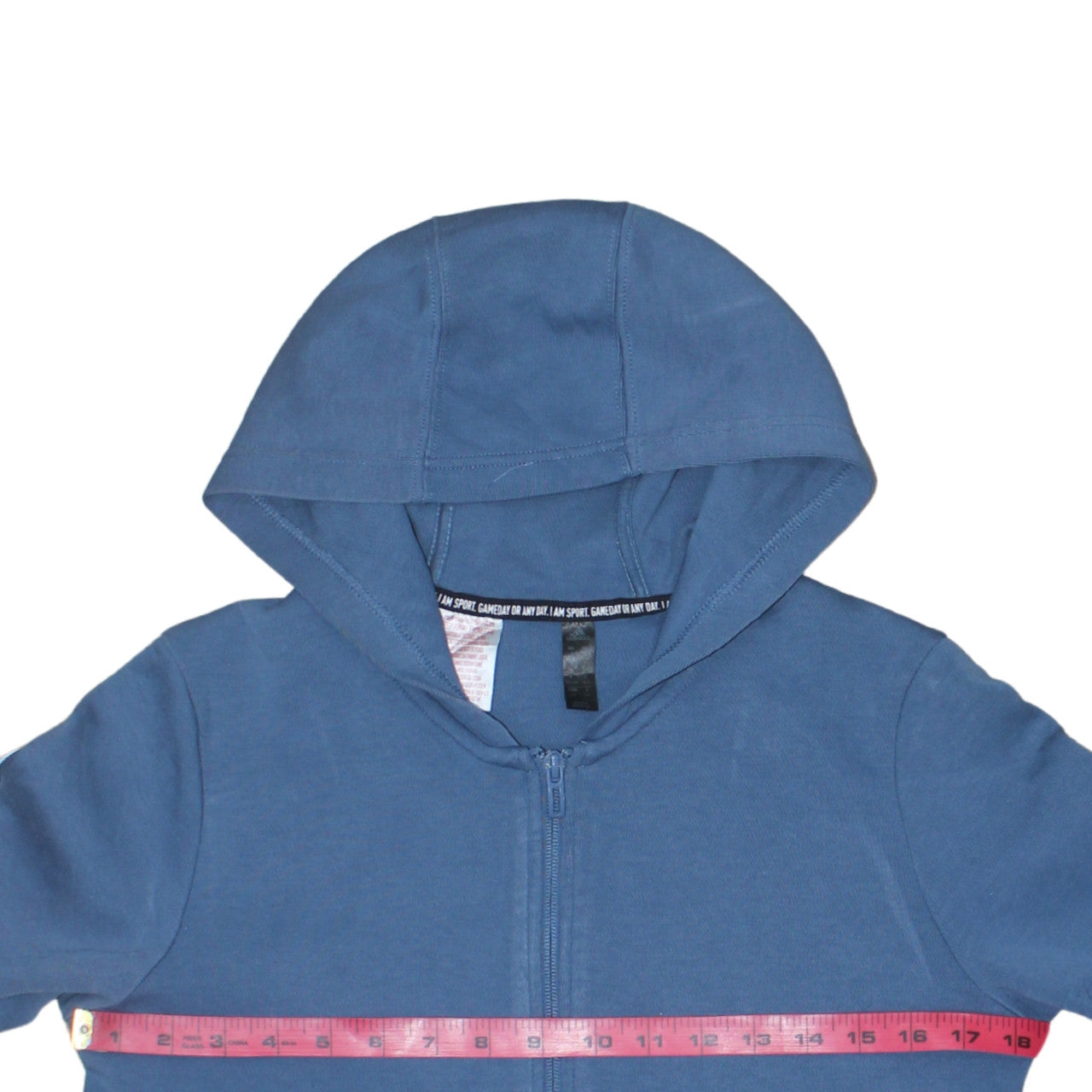 Adidas Boys Blue Full Zip Hoodie 13-14 Years Regular Fit Cotton Blend