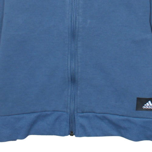 Adidas Boys Blue Full Zip Hoodie 13-14 Years Regular Fit Cotton Blend