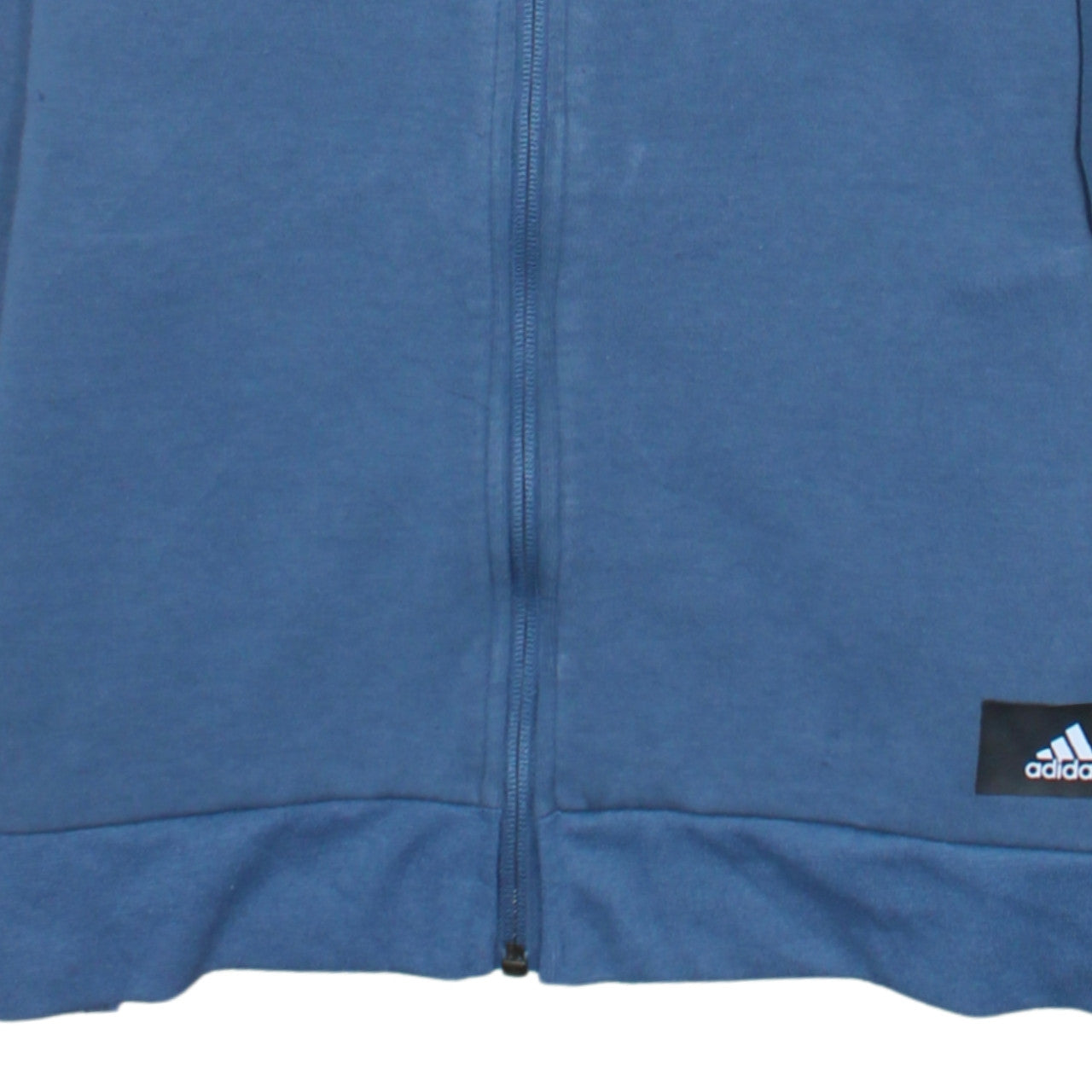 Adidas Boys Blue Full Zip Hoodie 13-14 Years Regular Fit Cotton Blend