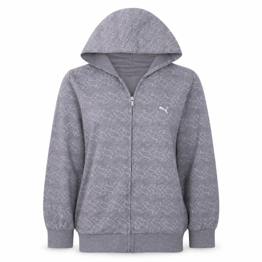Puma Women’s Grey Full Zip Hoodie Size 12 Classic Fit