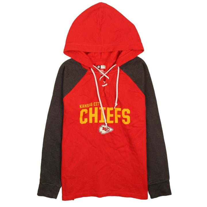 NFL Team Apparel Womens Red Grey Kansas City Chiefs Hoodie Medium