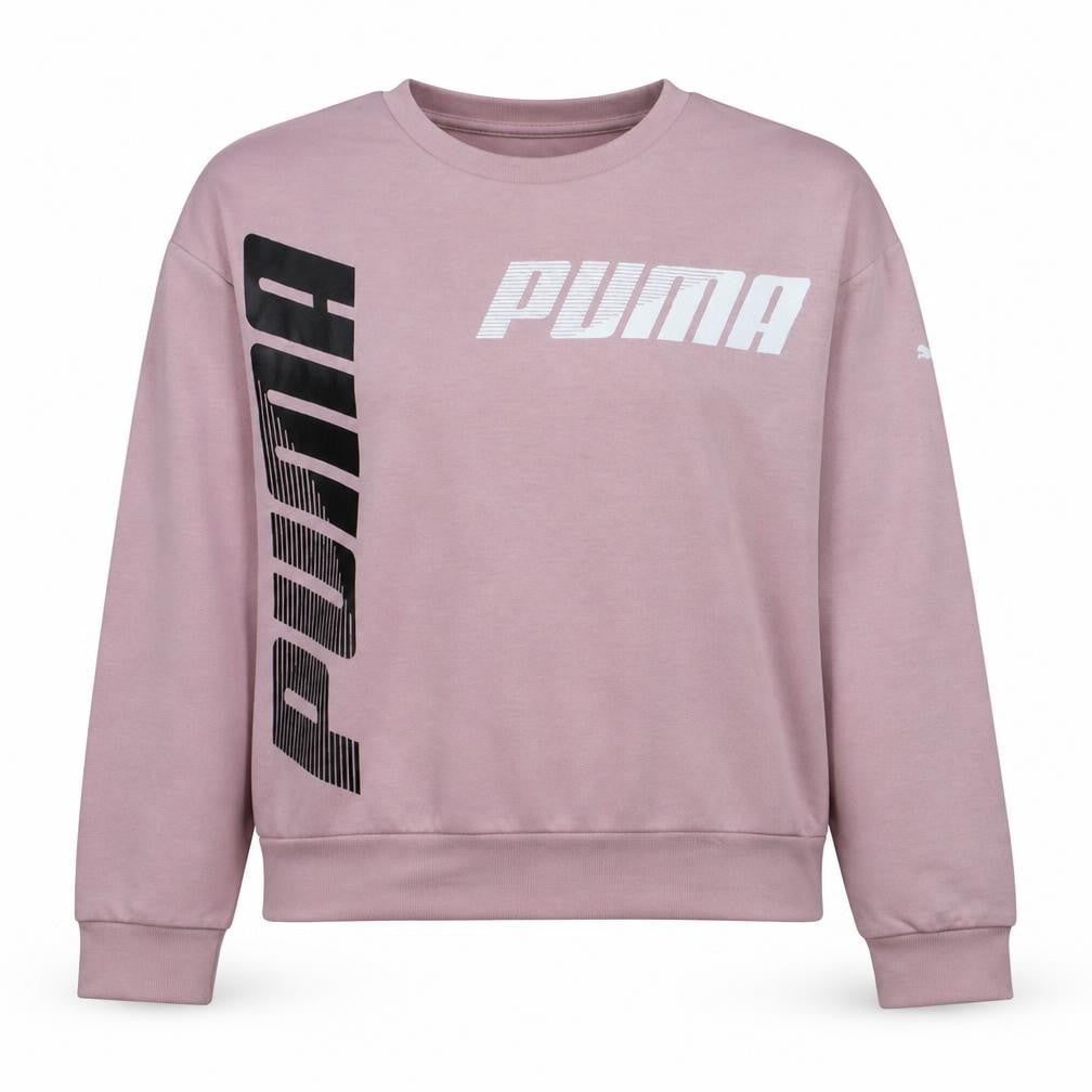Front view of Puma Women's Pink XL Crew Neck Pullover Sweatshirt