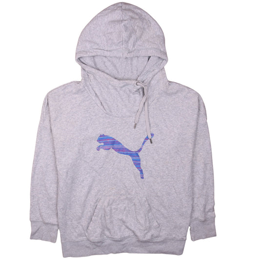 Puma Womens Grey Hoodie Size 14 Pullover Lightweight Cotton Blend
