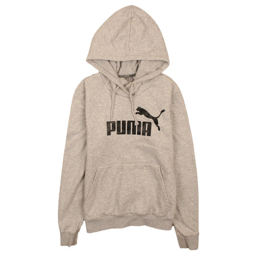 PUMA Womens Grey Pullover Hoodie UK 12 Logo Print Casual Sweatshirt