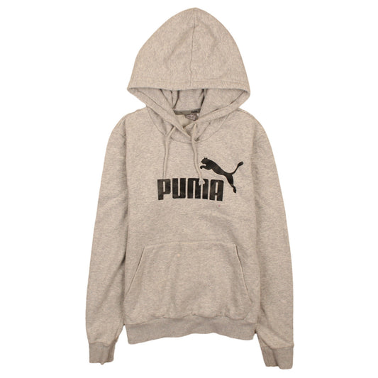 PUMA Womens Grey Pullover Hoodie UK 12 Logo Print Casual Sweatshirt