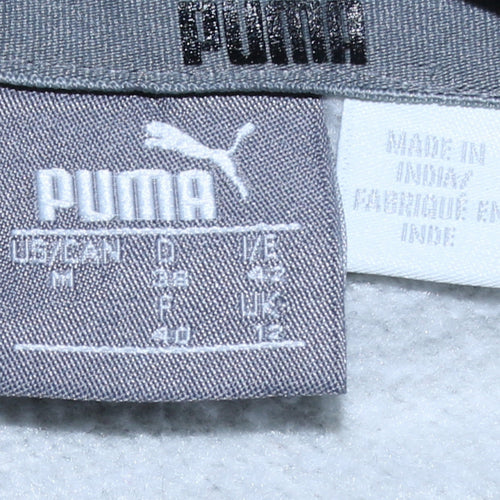 PUMA Womens Grey Pullover Hoodie UK 12 Logo Print Casual Sweatshirt