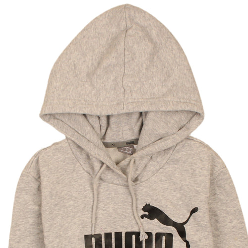 PUMA Womens Grey Pullover Hoodie UK 12 Logo Print Casual Sweatshirt