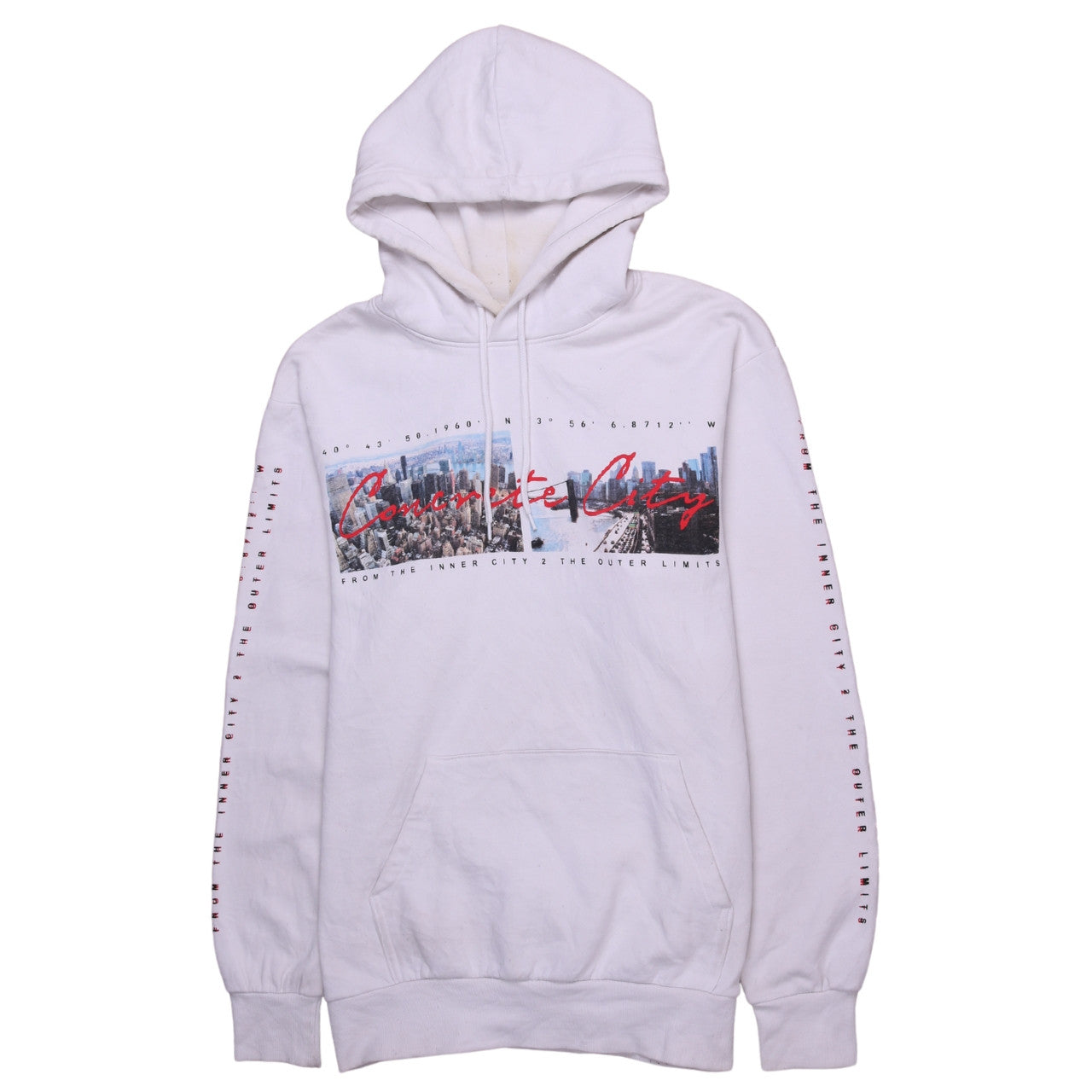 H&M Men's White Graphic Print Pullover Hoodie Size M