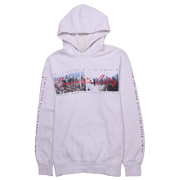 H&M Men's White Graphic Print Pullover Hoodie Size M