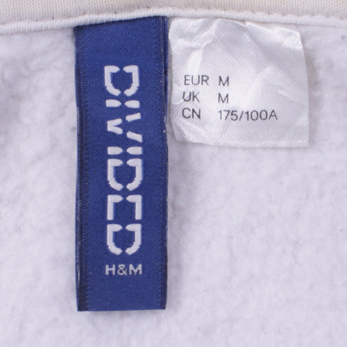 H&M Men's White Graphic Print Pullover Hoodie Size M