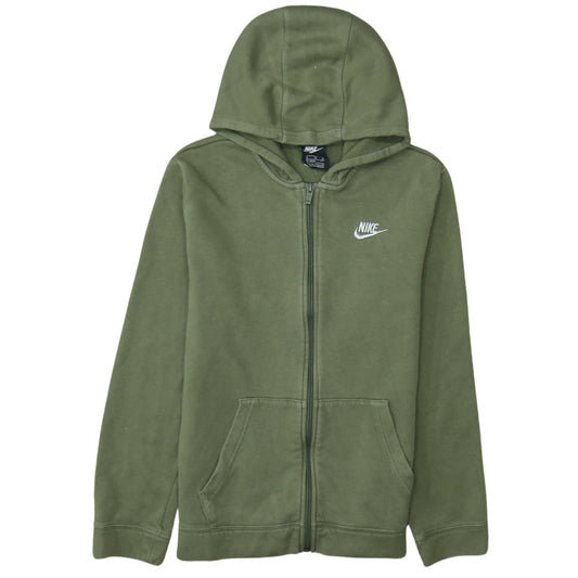 Nike Boys Green Full Zip Hoodie XL 158-170cm Cotton Blend Casual