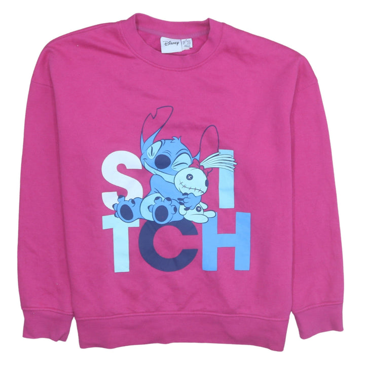 Disney Womens Pink Stitch Pullover Sweatshirt Size M 12/14